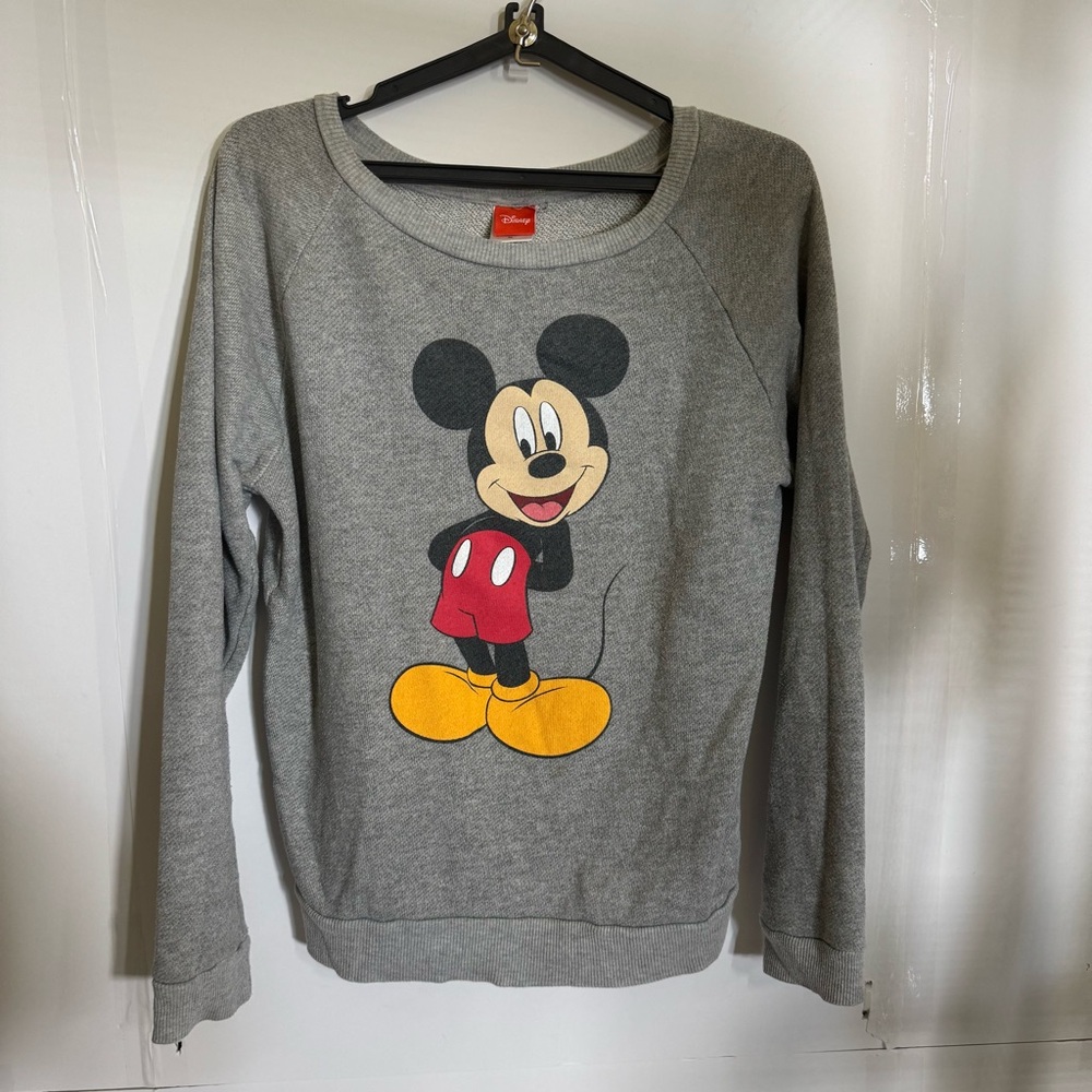 Disney Grey Mickey Mouse Crewneck Sweater Women’s Size XL